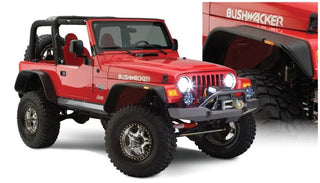 Bushwacker Flat Style Fender Flares 4pc (REAR): Fits Most Jeep Wrangler Models (1997-2006) - Black