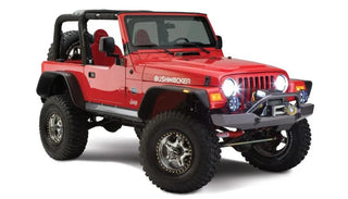 Bushwacker Flat Style Fender Flares 4pc (REAR): Fits Most Jeep Wrangler Models (1997-2006) - Black