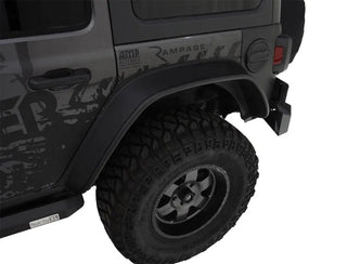 Bushwacker Flat Style Fender Flares 4pc (REAR): Jeep Wrangler (2018-24) / Gladiator 2020 - Black