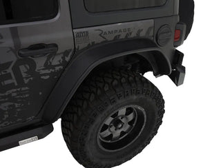 Bushwacker Flat Style Fender Flares 4pc (REAR): Jeep Wrangler (2018-24) / Gladiator 2020 - Black