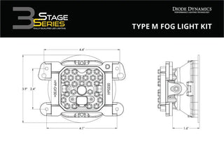 Diode Dynamics SS3 Sport Type M Kit Yellow SAE Fog (F&R): Fits Chrysler / Dodge / Jeep (05-24)