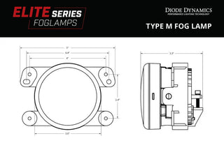 Diode Dynamics Elite Series Type M Yellow Fog Lamps (PAIR): Fits Chrysler / Dodge / Jeep (05-24)