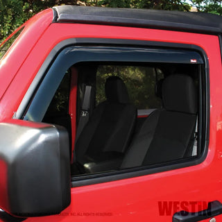 Westin Smoke Wade In-Channel Wind Deflector 2pc: Jeep Wrangler 2018-2024
