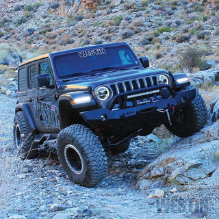 Westin Textured Black Full Width Front Bumper w/ Bull Bar: Jeep Gladiator (20-24) / Wrangler (18-24)