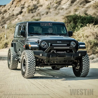 Westin Textured Black Full Width Front Bumper w/ LED Light Bar Mount: Jeep Wrangler (18-24) / Gladiator (20-24)