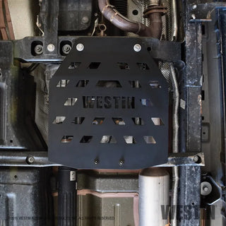 Westin Textured Black Transfer Case Skid Plate: Jeep Wrangler 2018-2024