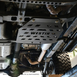 Westin Textured Black Transfer Case Skid Plate: Jeep Wrangler 2018-2024