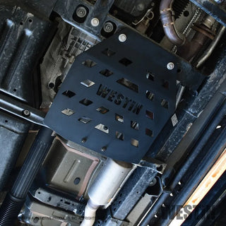 Westin Textured Black Transfer Case Skid Plate: Jeep Wrangler 2018-2024