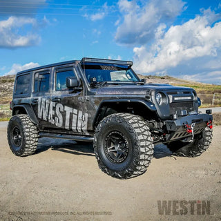Westin Textured Black Platinum 4 Oval Nerf Step Bars: Jeep Wrangler 2018-2024