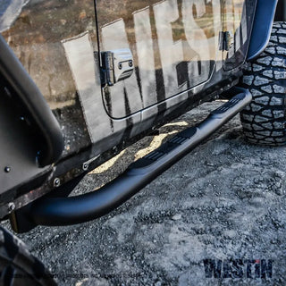 Westin Textured Black E-Series Nerf Step Bars: Jeep Wrangler 2018-2024