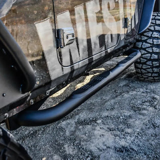 Westin Textured Black E-Series Nerf Step Bars: Jeep Wrangler 2018-2024
