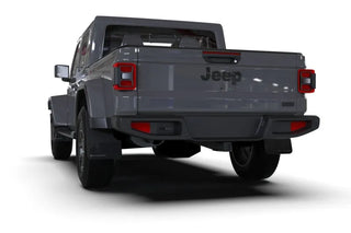 Rally Armor Black Mud Flap: Jeep Gladiator 2020-2024 w/ Grey Logo (MF104-BLK-GRY)