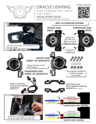ORACLE Lighting LED Fog Light Adapter Brackets: Jeep Gladiator / Wrangler / Wrangler JK (13-24)
