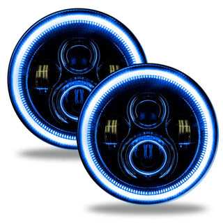 ORACLE Lighting Hi-Perf 7in LED Headlights (F&R) w/ Blue Halo: Jeep Wrangler (07-21) - Black