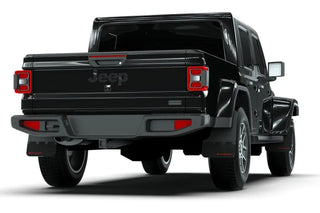 Rally Armor Black Mud Flap: Jeep Gladiator 2020-2024 w/ Army Green Logo (MF84-BLK-AGN)