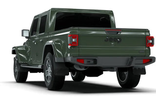 Rally Armor Black Mud Flap: Jeep Gladiator 2020-2024 w/ Army Green Logo (MF104-BLK-AGN)