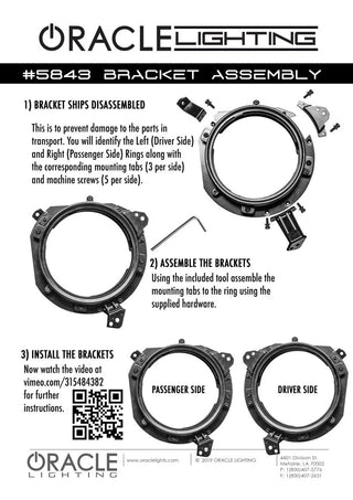 Oracle Lighting Adjustable 7in Headlight Brackets (Pair): Jeep Wrangler (18-24) / Gladiator (20-24)