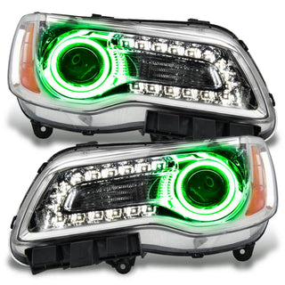 Oracle Lighting LED Halo Headlights Chrome Housing: Chrysler 300 2011-2014 w/ Green