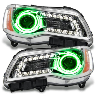 Oracle Lighting LED Halo Headlights Chrome Housing: Chrysler 300 2011-2014 w/ Green