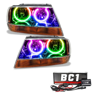 Oracle Lighting Black ColorSHIFT SMD Headlight: Jeep Grand Cherokee 1999-2004 w/ BC1 Controller