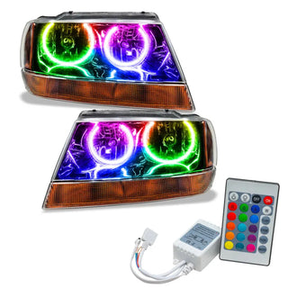 Oracle Lighting Black ColorSHIFT SMD Headlight: Jeep Grand Cherokee 1999-2004 w/ Simple Controller