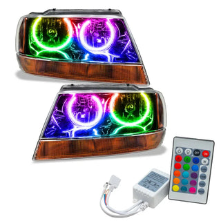 Oracle Lighting Black ColorSHIFT SMD Headlight: Jeep Grand Cherokee 1999-2004 w/ Simple Controller