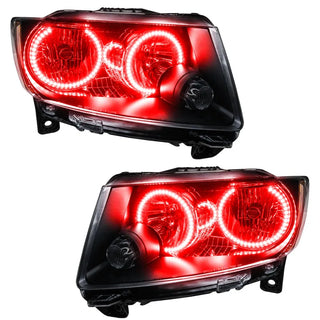Oracle Lighting Pre-Assembled Halo Chrome Headlights: Jeep Grand Cherokee 2011-2013 w/ Red