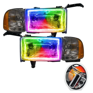 ORACLE Lighting Pre-Assembled Halo Headlights (F&R): Dodge Ram 1500 / 2500 / 3500 (94-01)