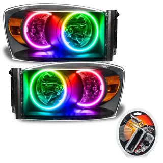 Oracle Black ColorSHIFT SMD Headlight: Dodge Ram 1500 / Ram 2500 / Ram 3500 2007-2008