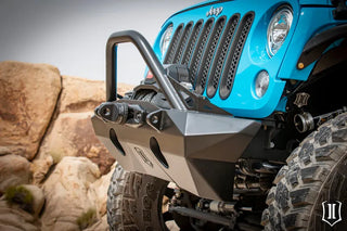 ICON Pro Series Front Bumper Rec Winch Mount: Jeep Wrangler JK (07-18) w/ Bar and Tabs
