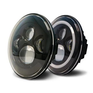 DV8 Offroad LED Projector Headlights: Jeep Wrangler JK 2007-2018 w/ Angel Eyes