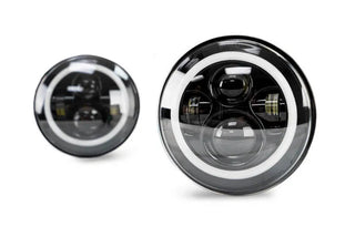 DV8 Offroad LED Projector Headlights: Jeep Wrangler JK 2007-2018 w/ Angel Eyes