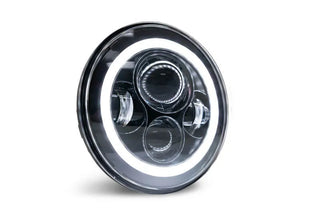 DV8 Offroad LED Projector Headlights: Jeep Wrangler JK 2007-2018 w/ Angel Eyes