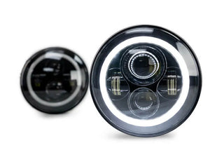 DV8 Offroad LED Projector Headlights: Jeep Wrangler JK 2007-2018 w/ Angel Eyes