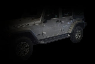 DV8 Offroad Plated Steel Rock Slider Steps: Jeep Wrangler JK 2007-2018 (4 Door) Matte Black