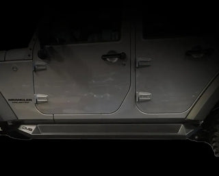 DV8 Offroad Plated Steel Rock Slider Steps: Jeep Wrangler JK 2007-2018 (4 Door) Matte Black