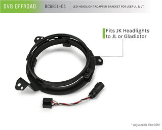 DV8 Offroad 7in Headlights Adapter Kit: Jeep Wrangler (18-21) / Gladiator (20-21)