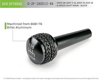 DV8 Offroad Black 6-Speed Shift Knob: Jeep Wrangler 2005-2010