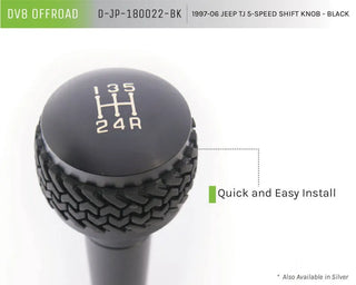 DV8 Offroad Black 5-Speed Shift Knob and Lever: Jeep Wrangler 1997-2006