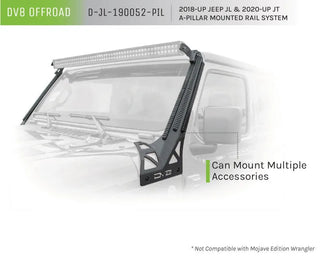 DV8 Offroad Picatinny Rail A-Pillar Pod LED Light Mount: Jeep Wrangler (18-21) / Gladiator (20-21)