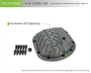 DV8 Offroad HD Cast Iron Gray Dana 35 Diff Cover (REAR): Jeep Wrangler (07-18)