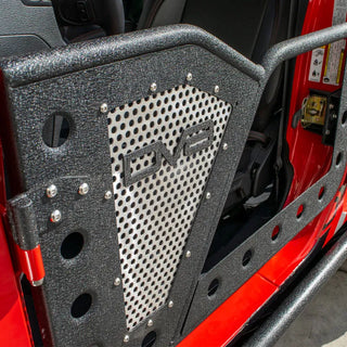 DV8 Offroad Front Rock Doors w/ Perforated Aluminum Mesh (FRONT): Jeep Wrangler / Gladiator (18-21)