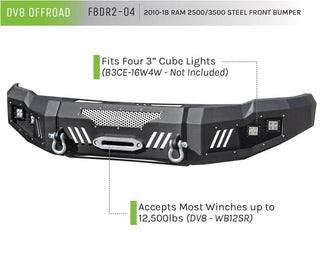 DV8 Offroad Front Bumper: Dodge Ram 2500 / 3500 (10-18) - Sand Texture Black
