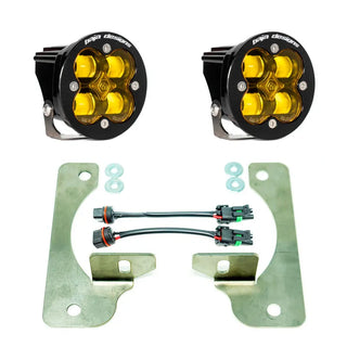 Baja Designs Amber Squadron-R Fog Light Pocket Kit: Jeep Wrangler (18-24) / Gladiator (20-24)