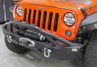 Fishbone Offroad Black Powdercoated Full Width Front Winch Bumper: Jeep Wrangler JK 2007-2018