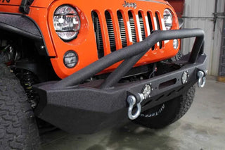 Fishbone Offroad Black Textured Powder Coated Front Winch Bumper w/ LEDs (FRONT): Jeep Wrangler