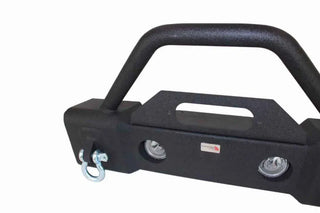 Fishbone Offroad Black Textured Powdercoated Stubby Bumper w/ Tube Guard: Jeep Wrangler JK (07-18)