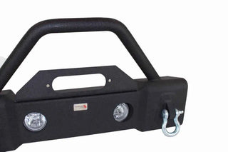 Fishbone Offroad Black Textured Powdercoated Stubby Bumper w/ Tube Guard: Jeep Wrangler JK (07-18)