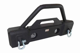 Fishbone Offroad Black Textured Powdercoated Stubby Bumper w/ Tube Guard: Jeep Wrangler JK (07-18)