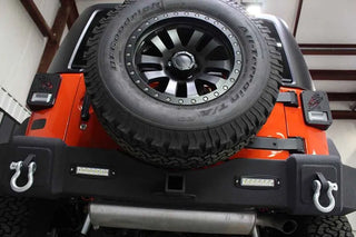 Fishbone Offroad Steel Rear Bumper w/ LEDs: Jeep Wrangler JK (2007-2018) Blk Textured Powdercoat